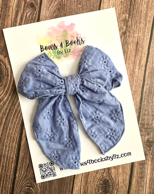 Blue fabric bow