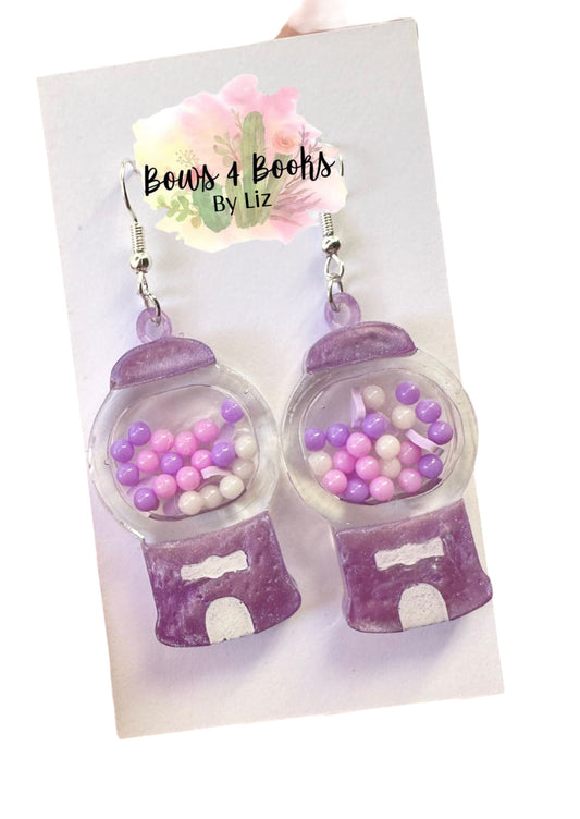 Purple Gum ball Machine earrings