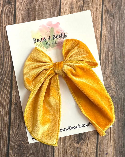 Mustard velvet bow