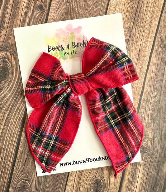 Red & Green plaid fabric bow