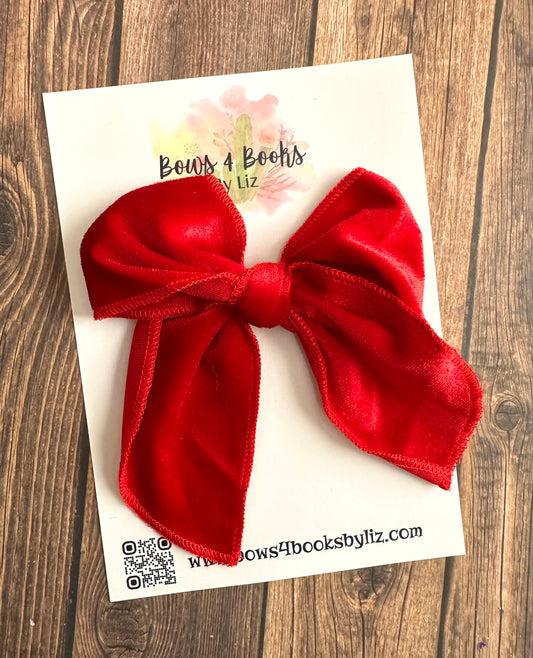 Velvet red fabric bow